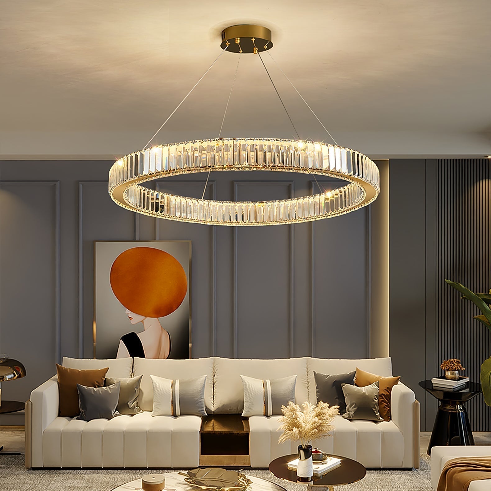 Lustra Chandelier Anneau en Cristal Doré - Neutralighting