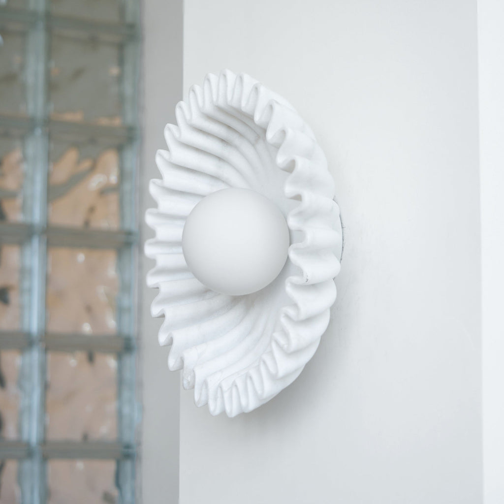 Applique Murale Céramique Verre Blanc Noir Beige Sculptural - Neutralighting