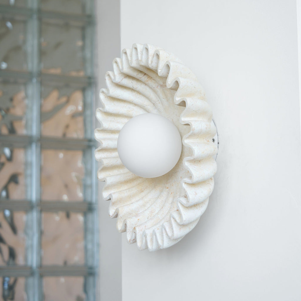 Applique Murale Céramique Verre Blanc Noir Beige Sculptural - Neutralighting