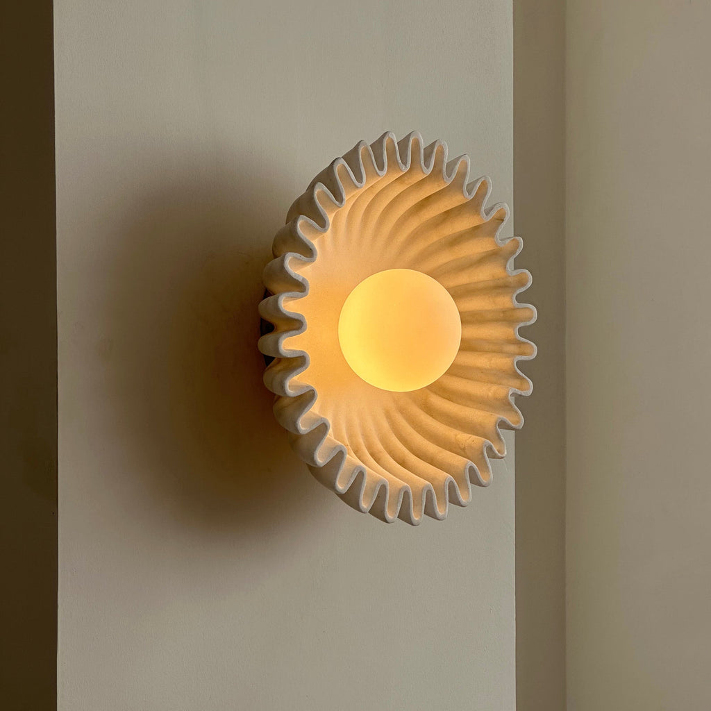 Applique Murale Céramique Verre Blanc Noir Beige Sculptural - Neutralighting