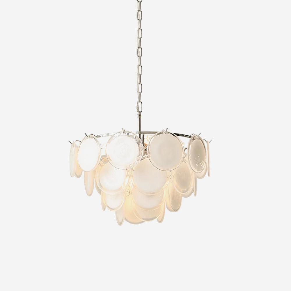 Lustre Esona à Disques en Verre Givré en Cascades - Neutralighting