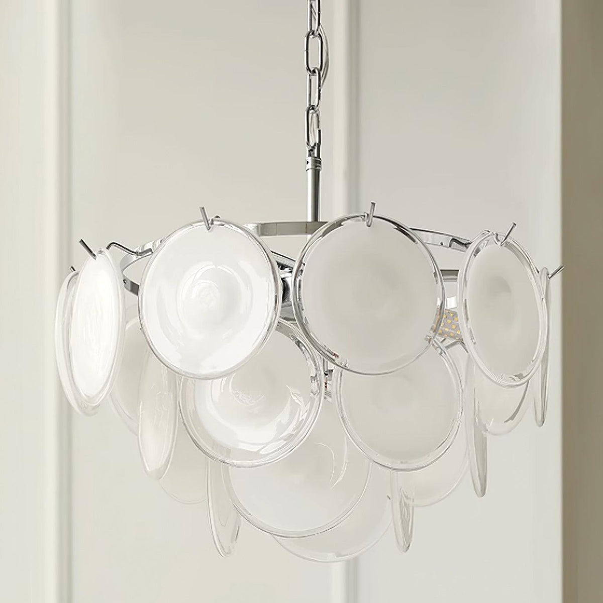 Lustre Esona à Disques en Verre Givré en Cascades - Neutralighting