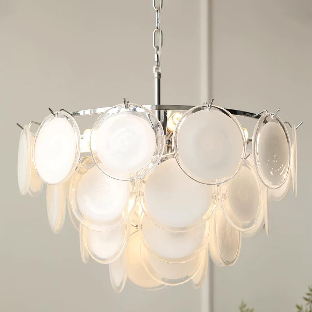 Lustre Esona à Disques en Verre Givré en Cascades - Neutralighting