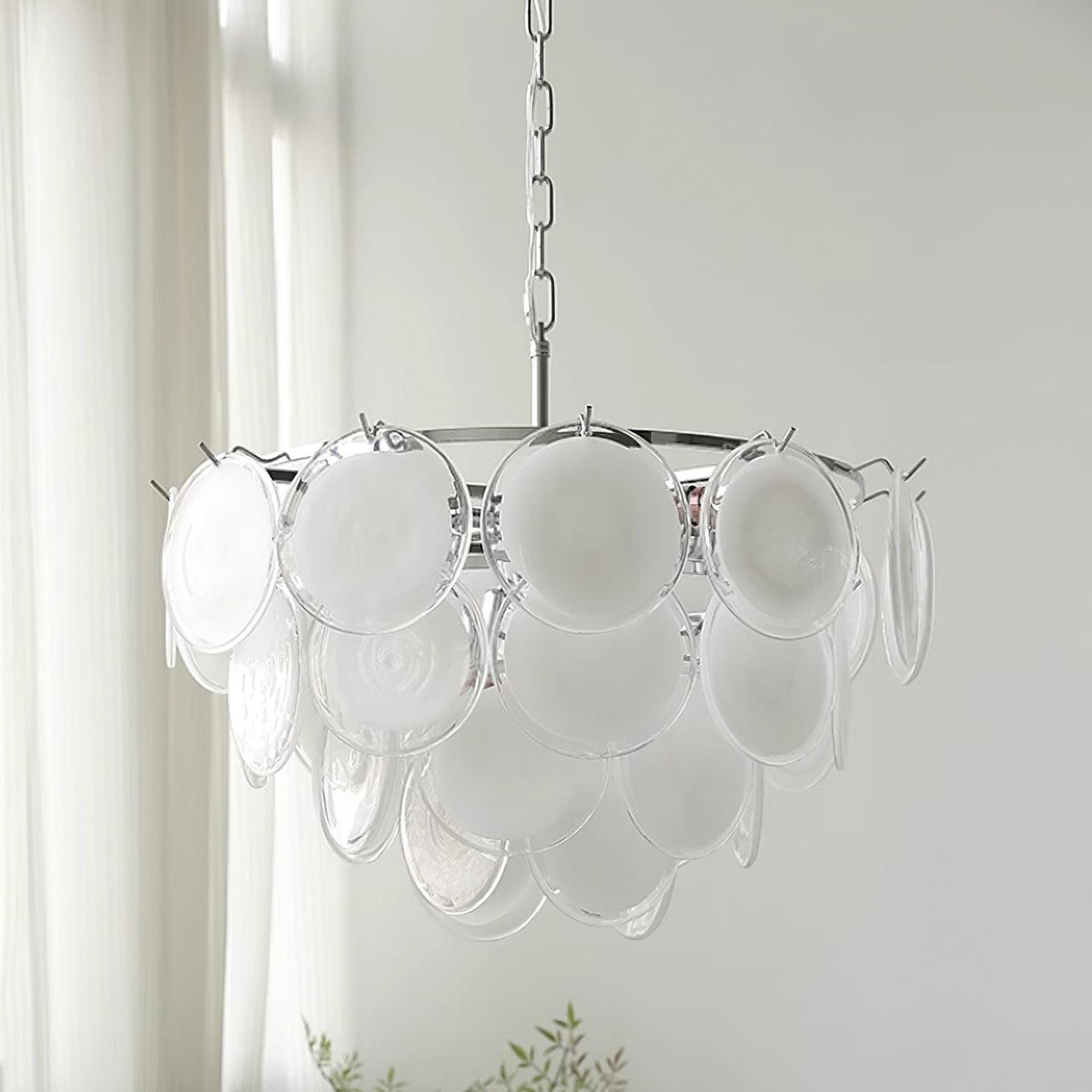 Lustre Esona à Disques en Verre Givré en Cascades - Neutralighting