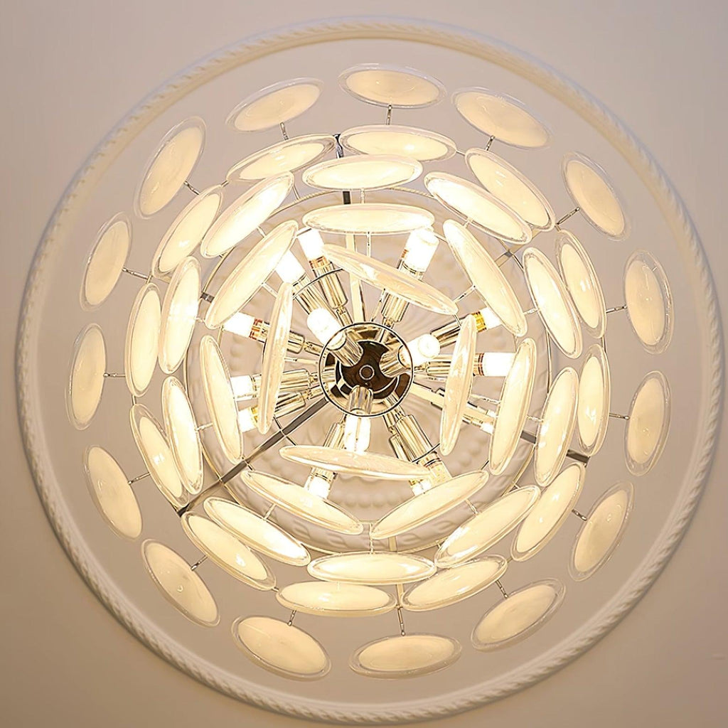 Lustre Esona à Disques en Verre Givré en Cascades - Neutralighting