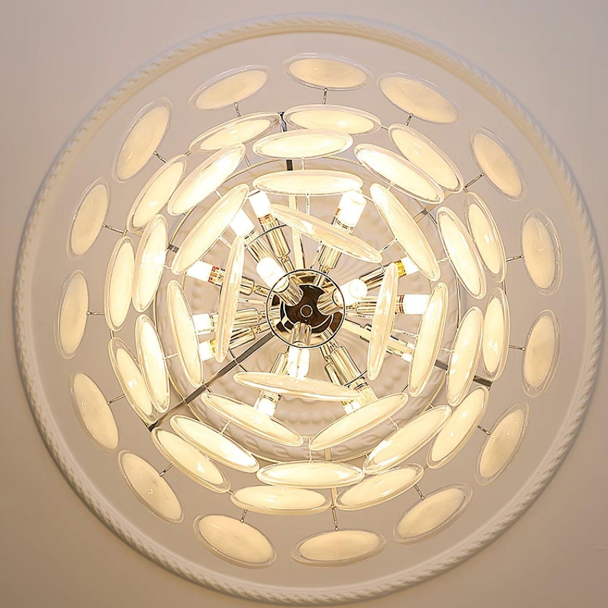 Lustre Esona à Disques en Verre Givré en Cascades - Neutralighting
