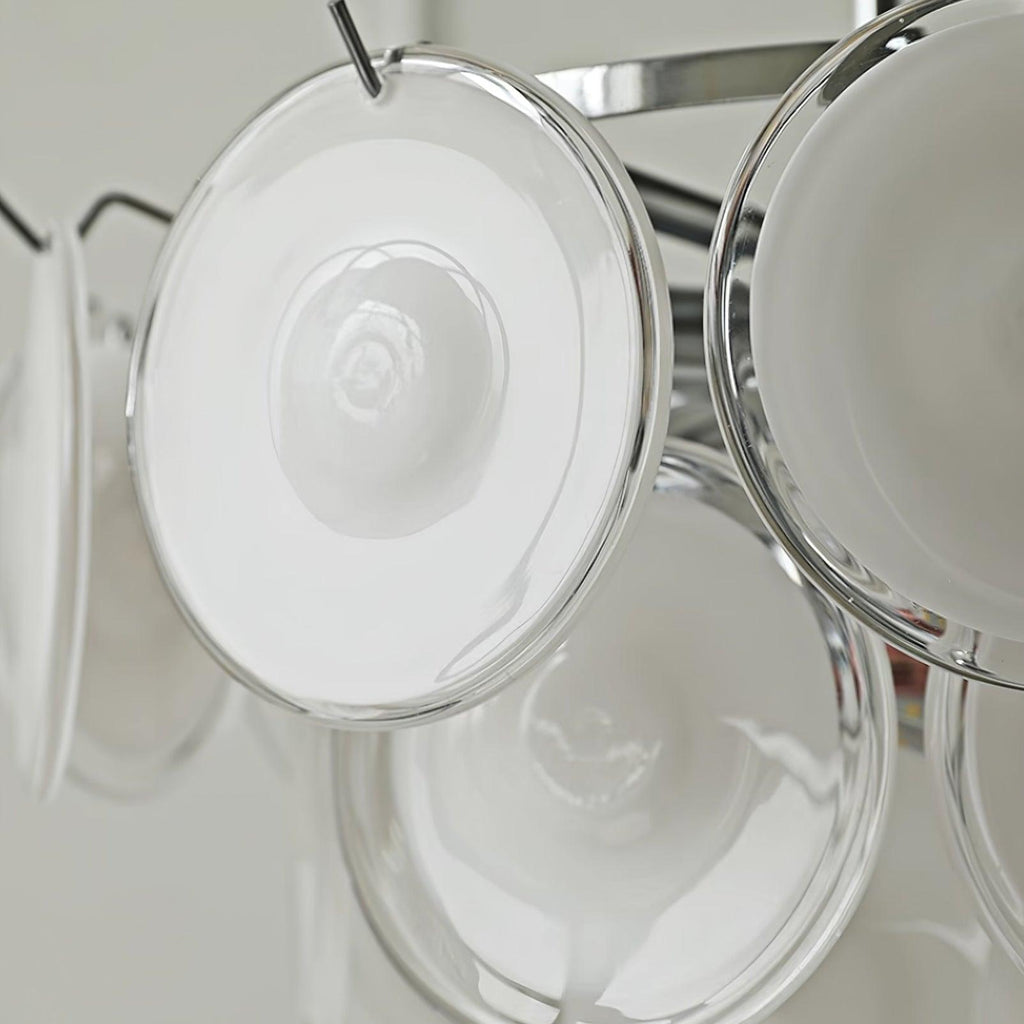 Lustre Esona à Disques en Verre Givré en Cascades - Neutralighting