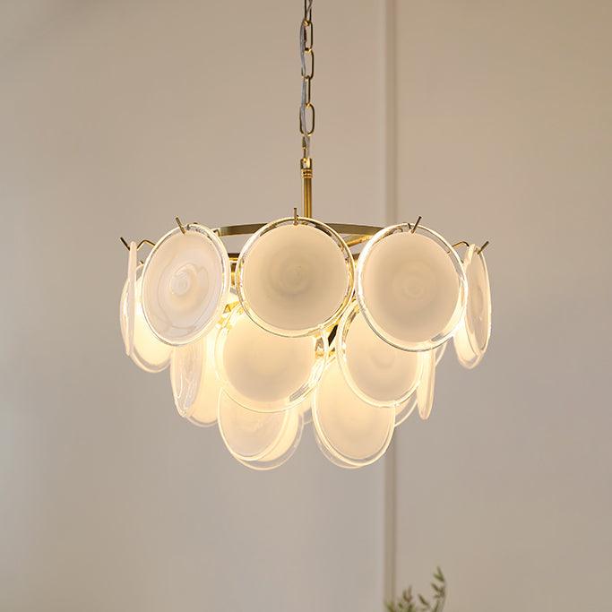 Lustre Esona à Disques en Verre Givré en Cascades - Neutralighting