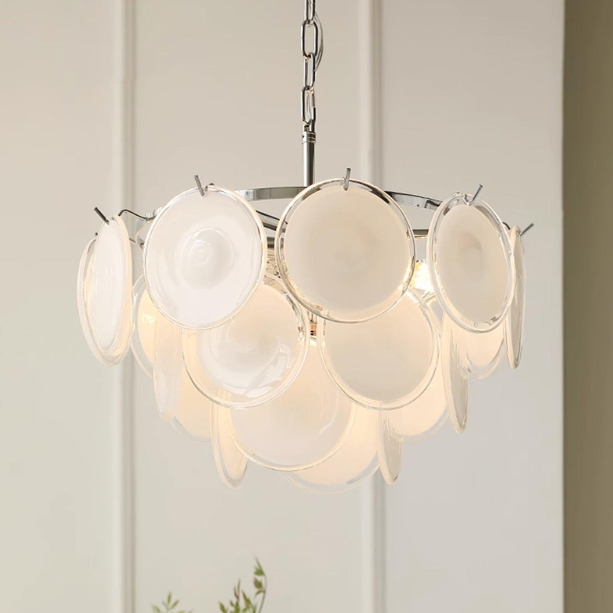 Lustre Esona à Disques en Verre Givré en Cascades - Neutralighting