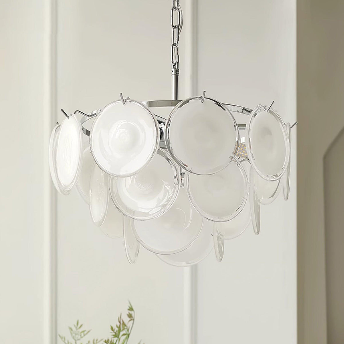 Lustre Esona à Disques en Verre Givré en Cascades - Neutralighting