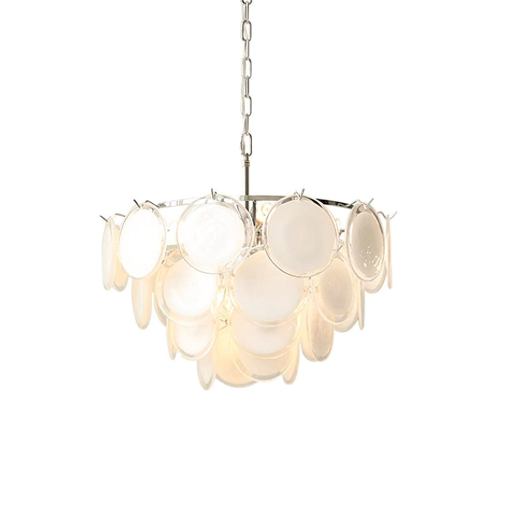 Lustre Esona à Disques en Verre Givré en Cascades - Neutralighting