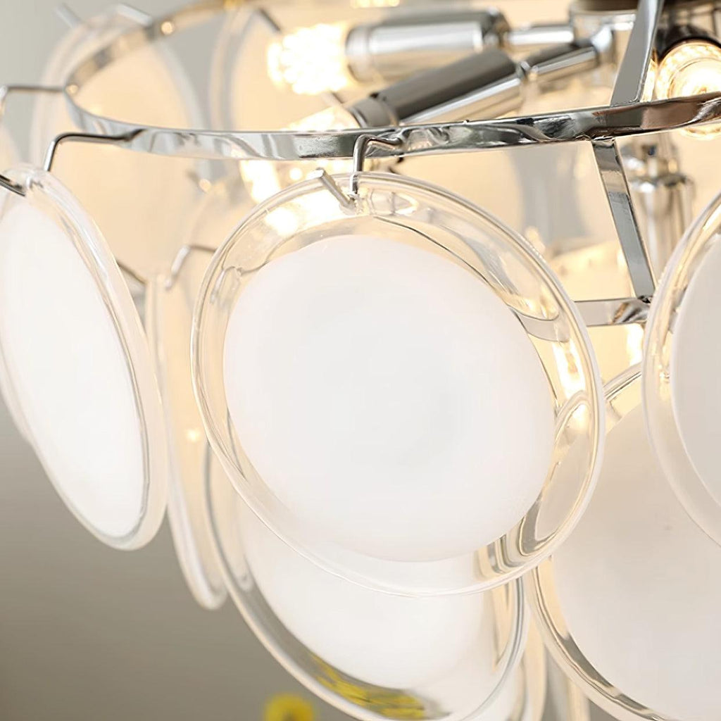 Lustre Esona à Disques en Verre Givré en Cascades - Neutralighting