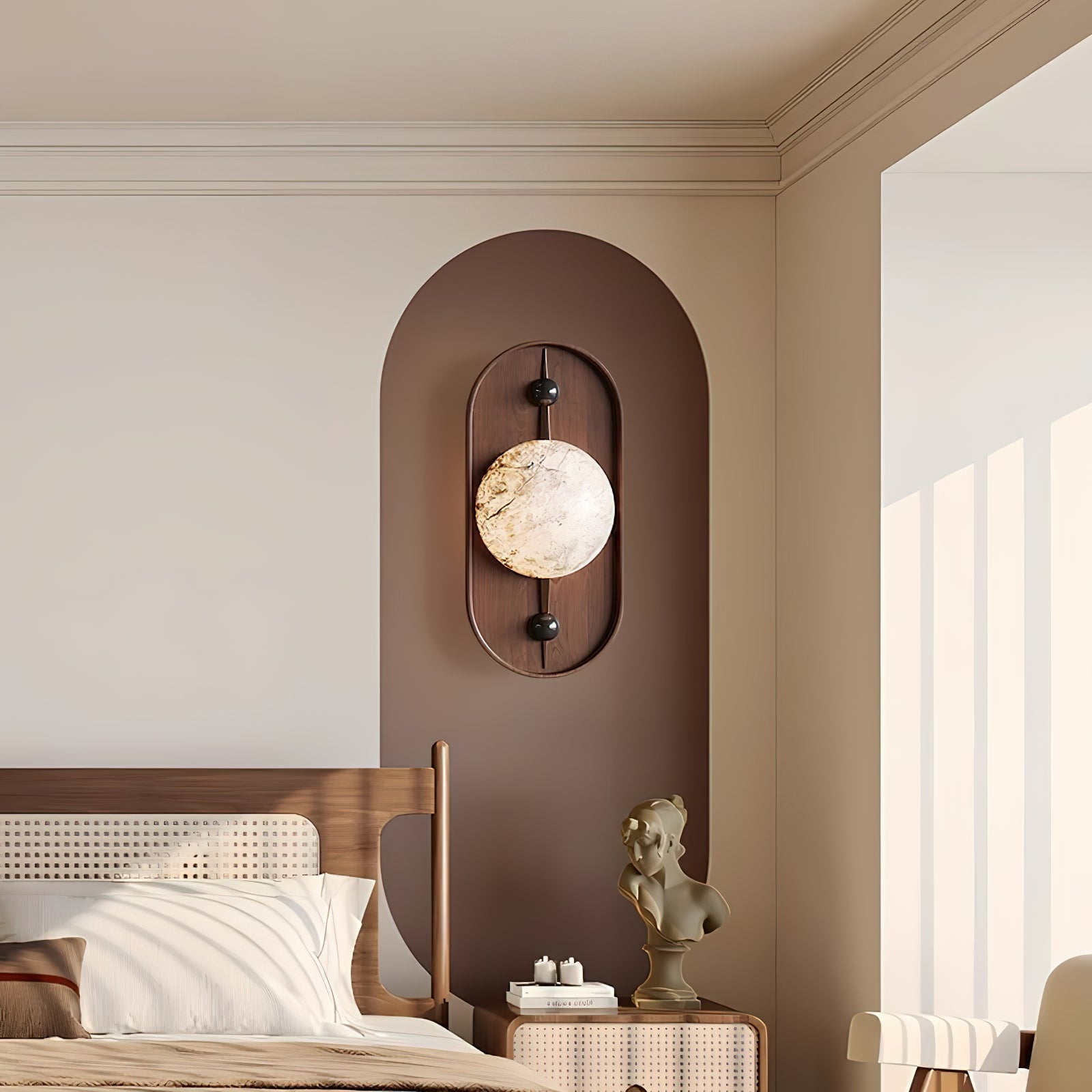 Lyvaran Oval Alabaster Wood Wall Light - Neutralighting