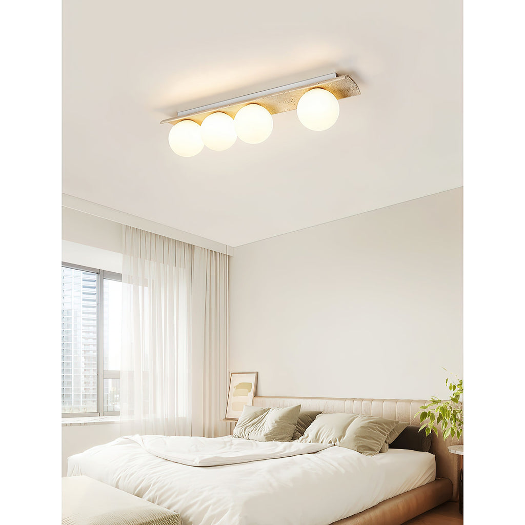 Bianca Globe Moderne Minimaliste Travertin Verre Plafonnier - Neutralighting