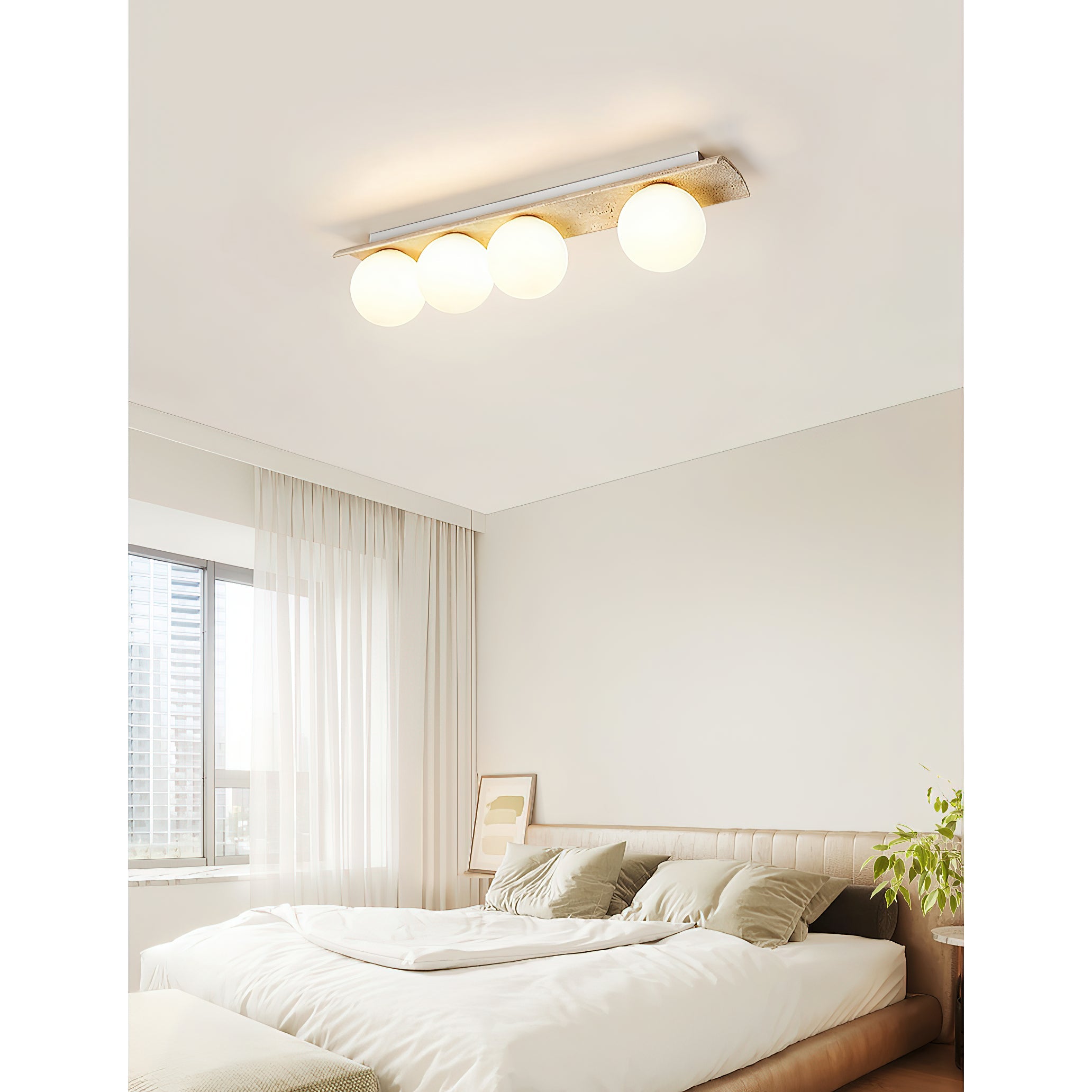 Bianca Globe Moderne Minimaliste Travertin Verre Plafonnier - Neutralighting
