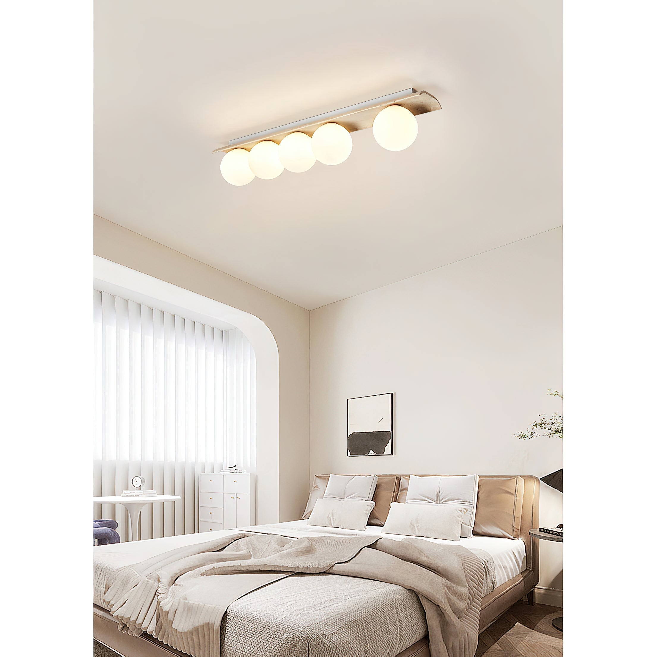 Bianca Globe Moderne Minimaliste Travertin Verre Plafonnier - Neutralighting