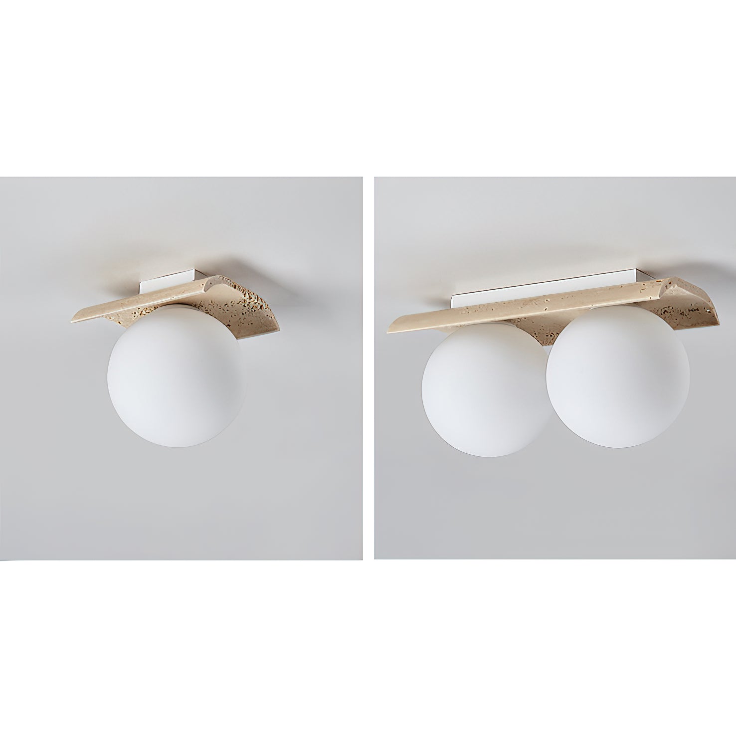 Bianca Globe Moderne Minimaliste Travertin Verre Plafonnier - Neutralighting