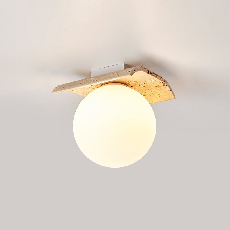 Bianca Globe Moderne Minimaliste Travertin Verre Plafonnier - Neutralighting