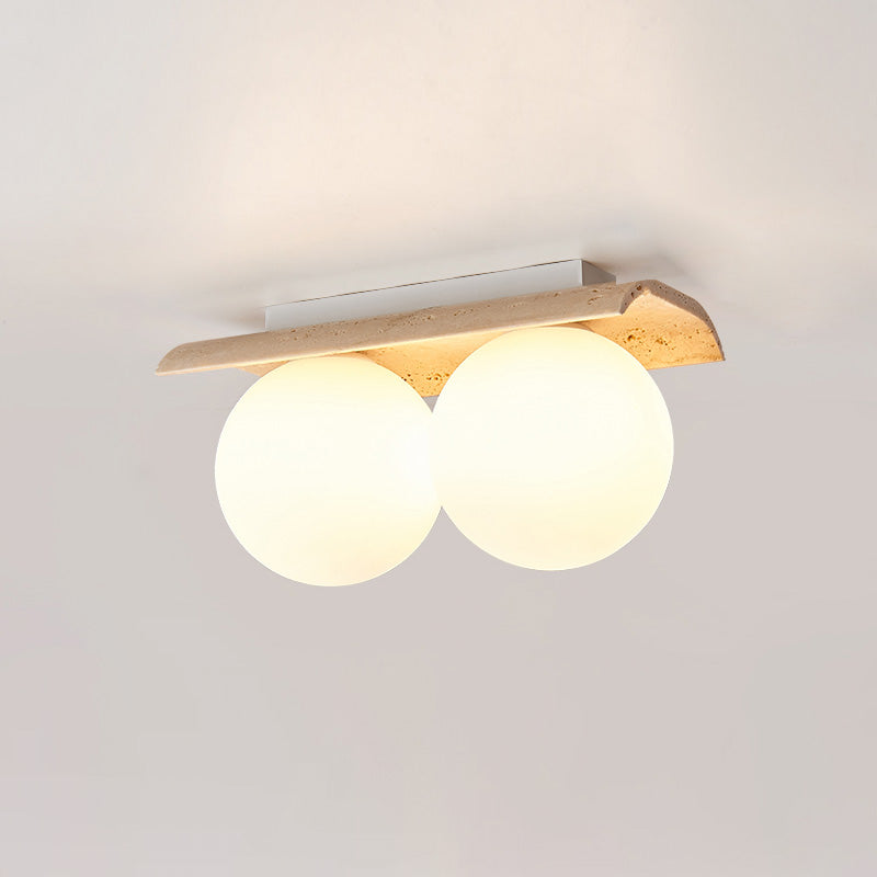 Bianca Globe Moderne Minimaliste Travertin Verre Plafonnier - Neutralighting