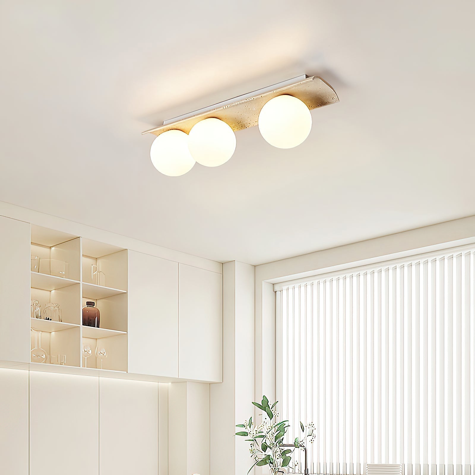 Bianca Globe Moderne Minimaliste Travertin Verre Plafonnier - Neutralighting