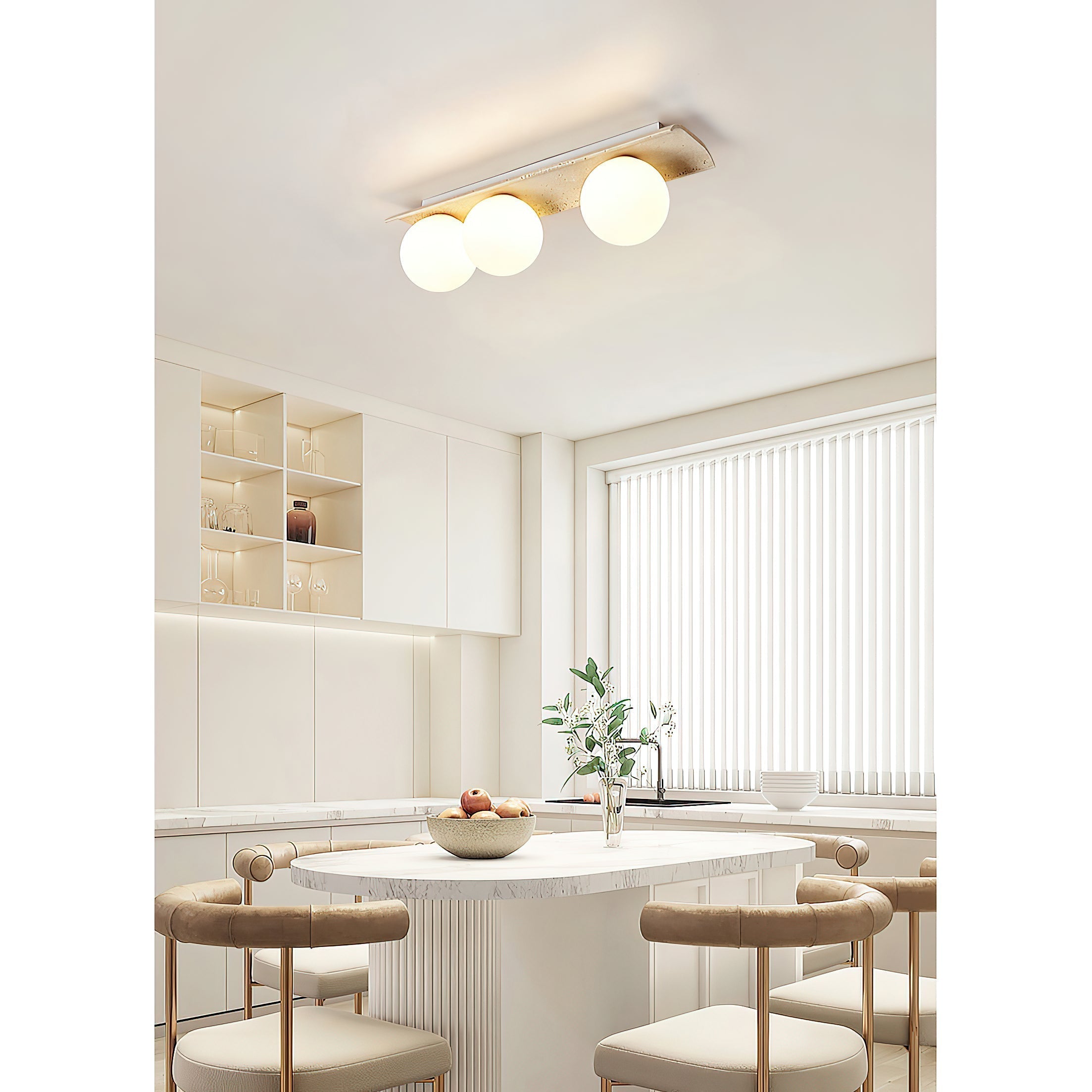 Bianca Globe Moderne Minimaliste Travertin Verre Plafonnier - Neutralighting