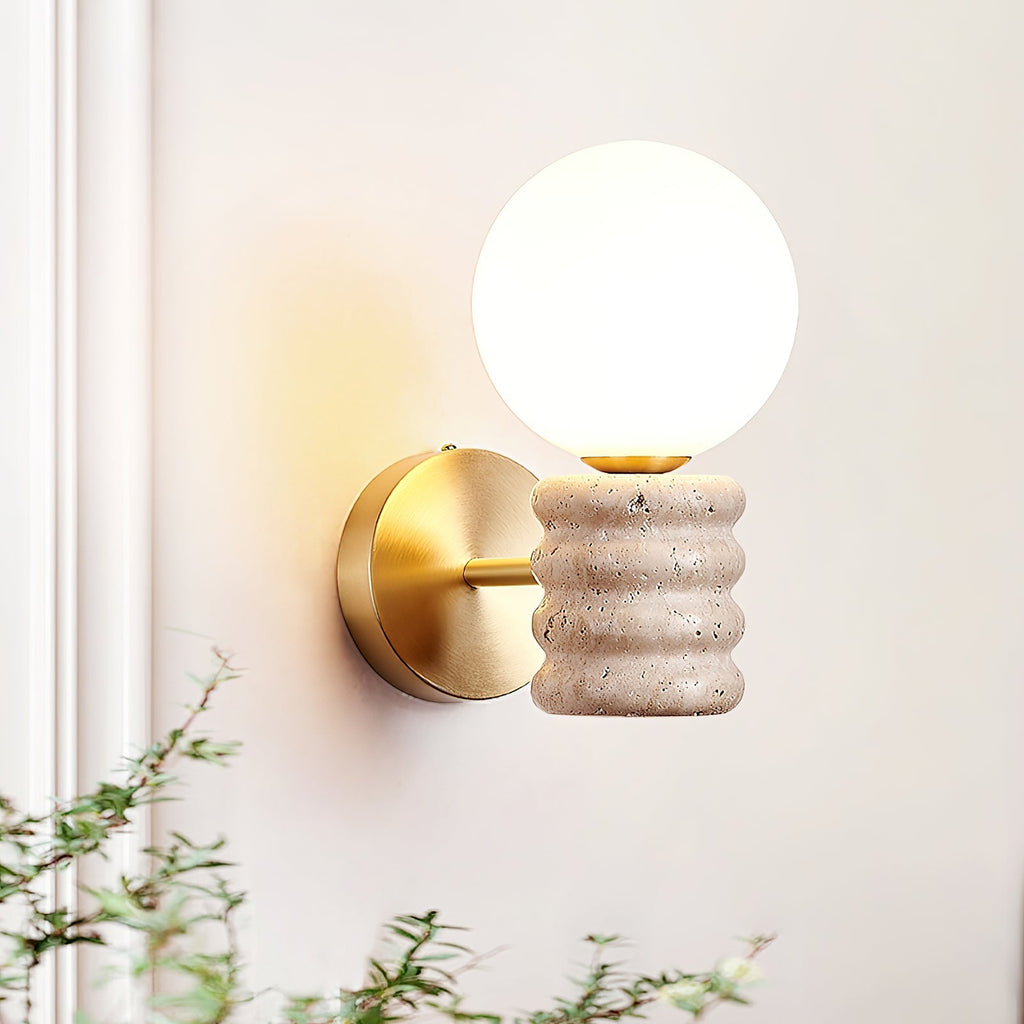 Ljomuvyh Moderne Minimaliste Travertin Verre Applique Murale - Neutralighting