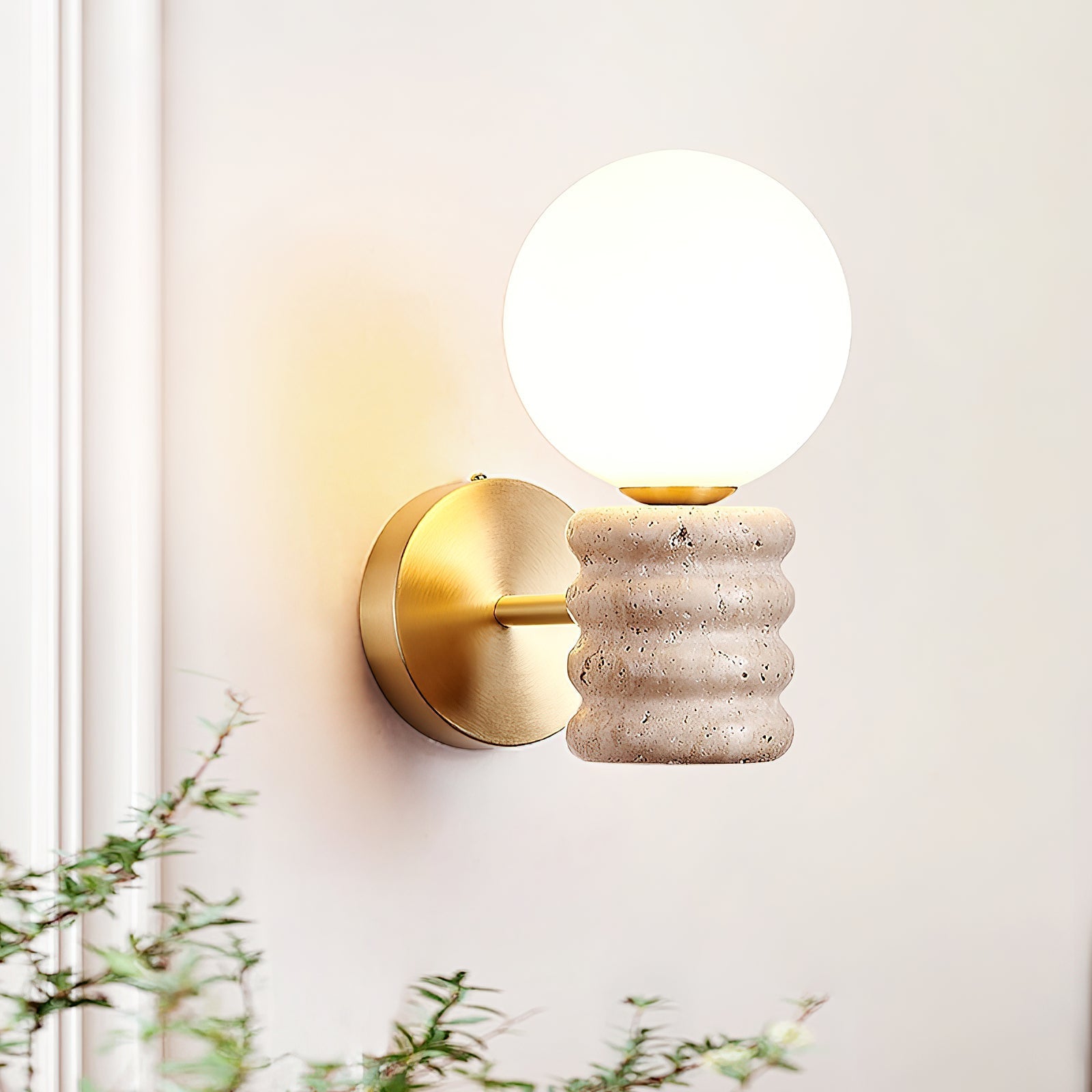 Ljomuvyh Moderne Minimaliste Travertin Verre Applique Murale - Neutralighting