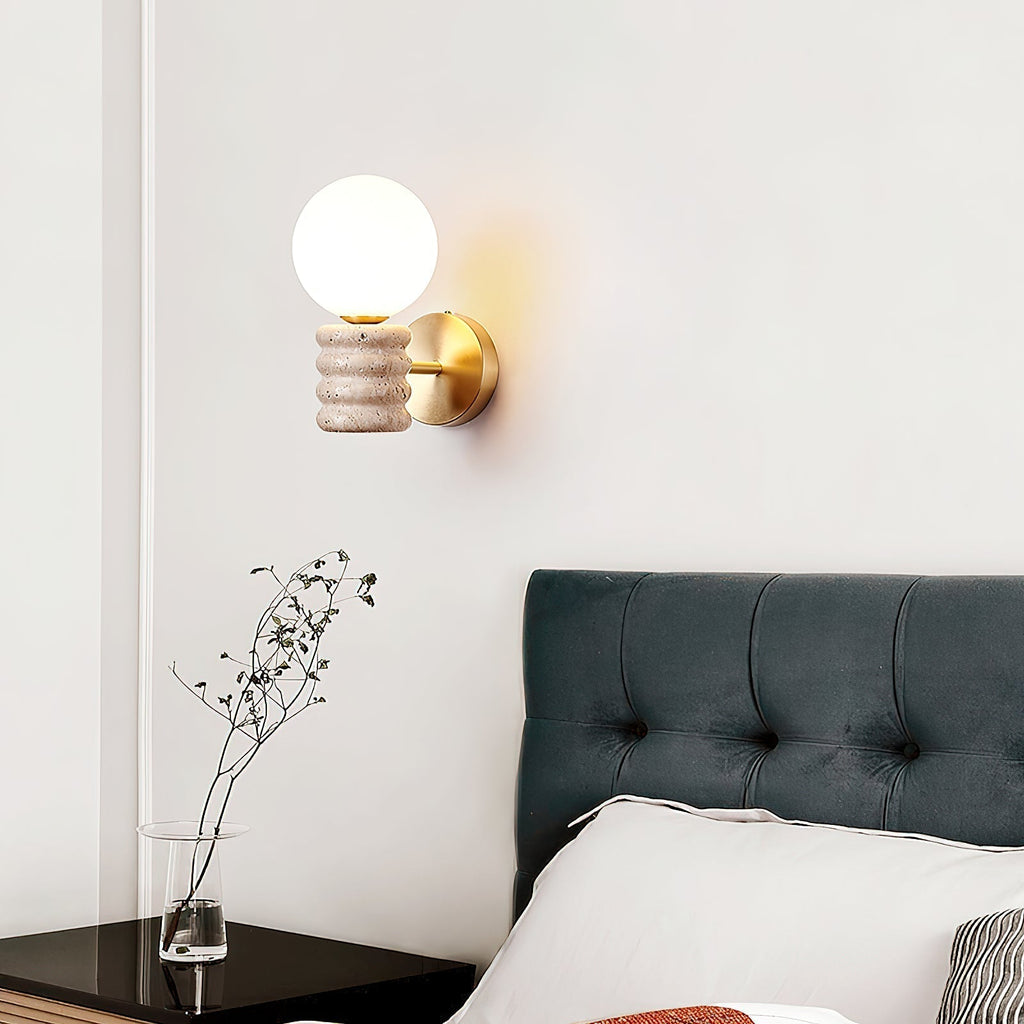 Ljomuvyh Moderne Minimaliste Travertin Verre Applique Murale - Neutralighting