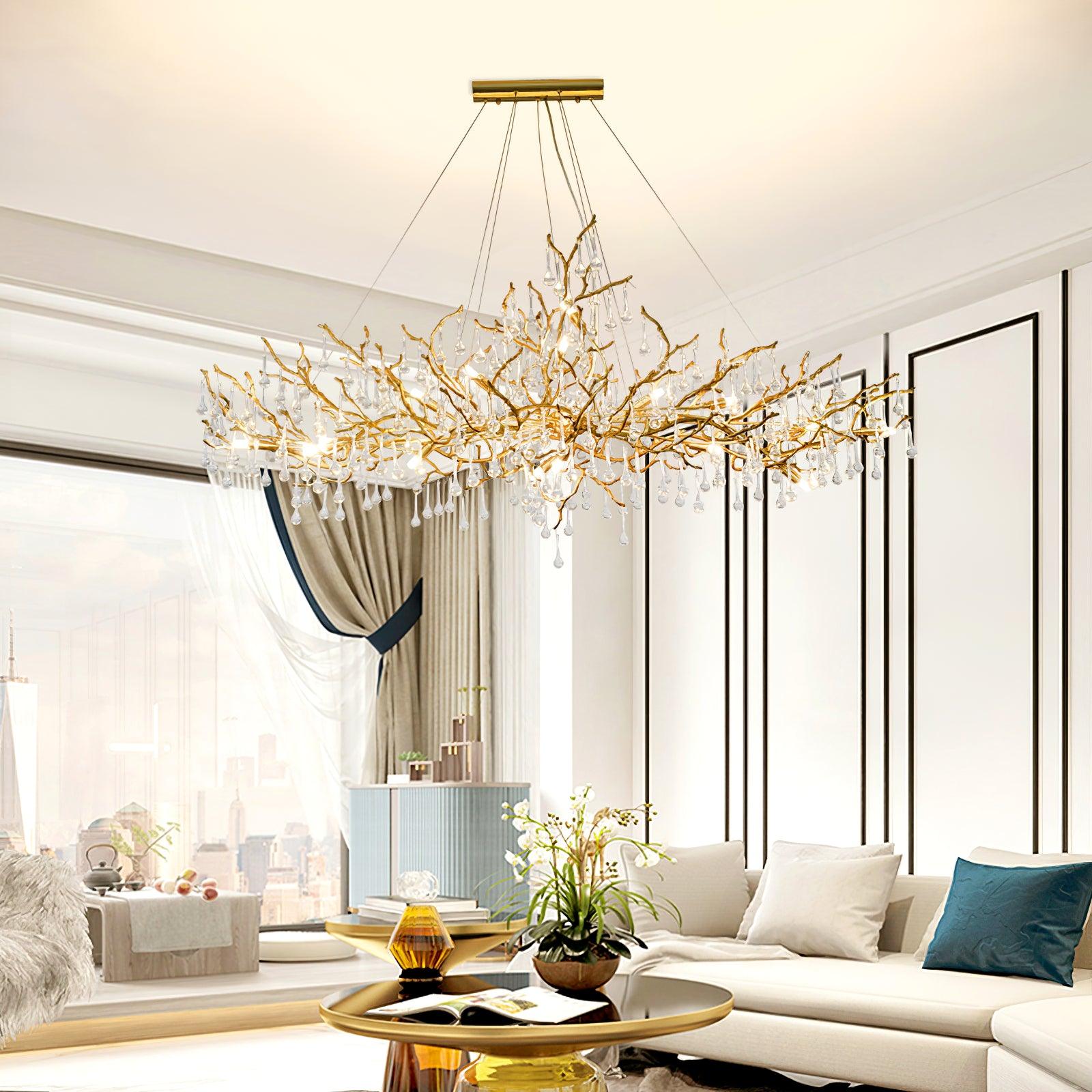 Lustra Chandelier Branches en Laiton et Cristal - Neutralighting