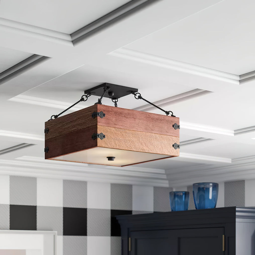 Ljomuvyu Ancien Industriel Bois Acrylique Semi-Encastré Plafonnier - Neutralighting