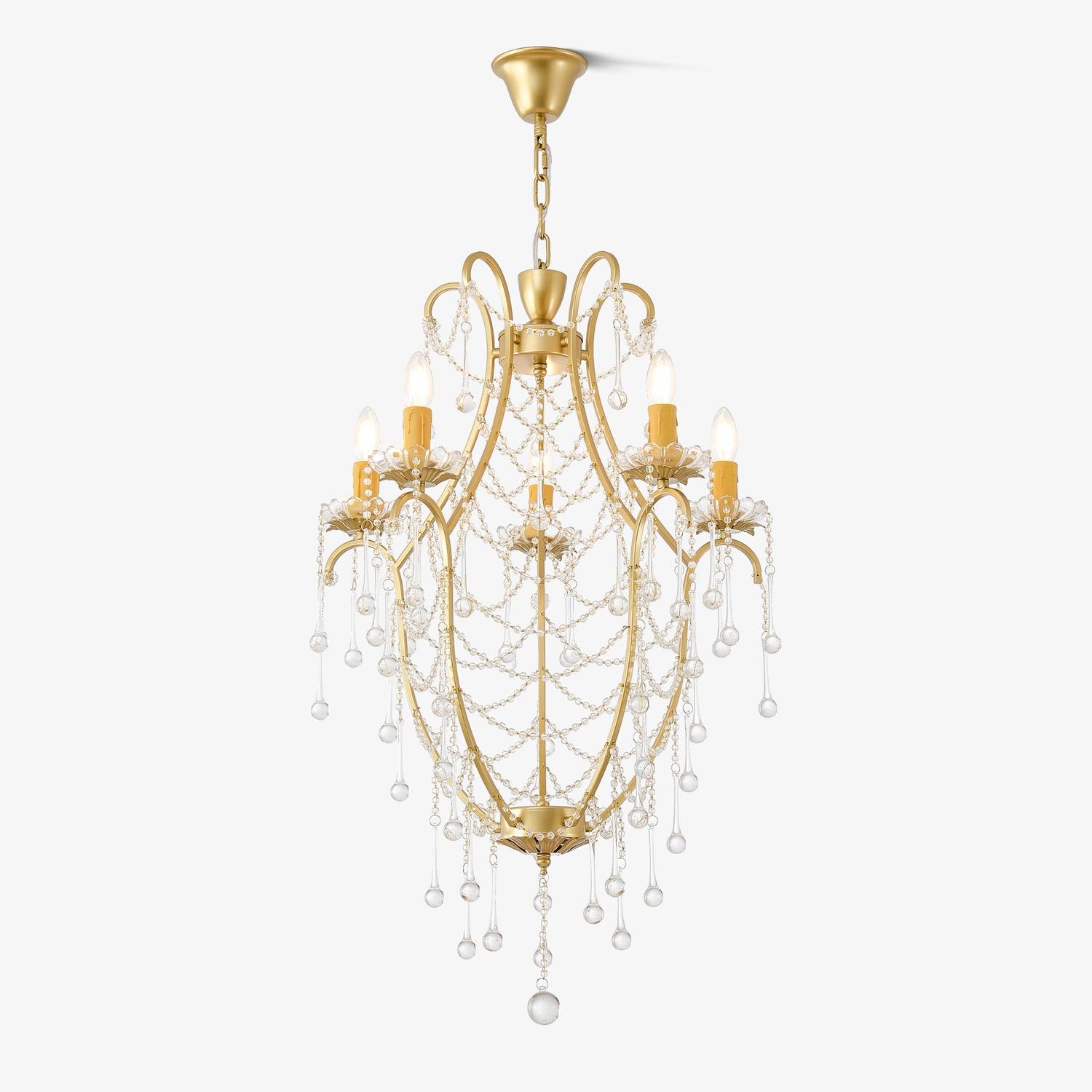 Lustra Chandelier Cage à Oiseaux avec Gouttes en Verre - Neutralighting