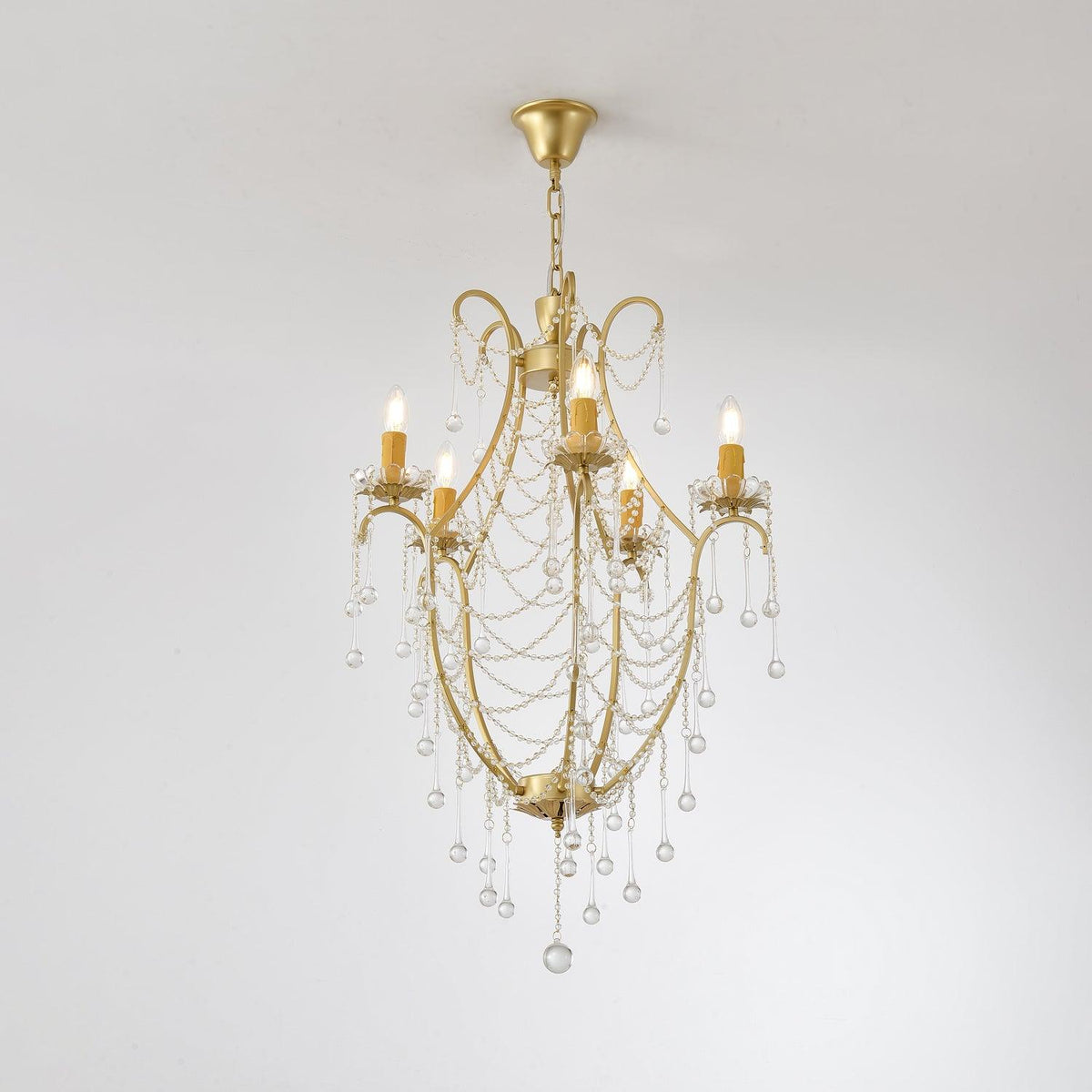 Lustra Chandelier Cage à Oiseaux avec Gouttes en Verre - Neutralighting
