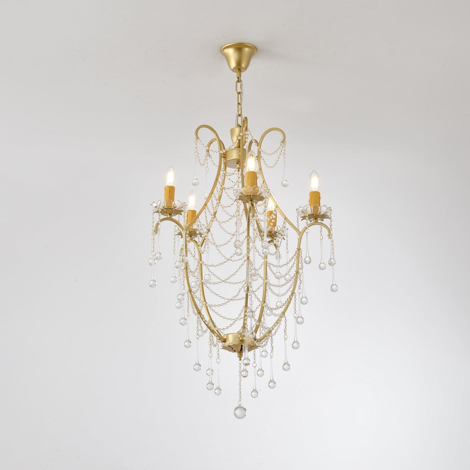 Lustra Chandelier Cage à Oiseaux avec Gouttes en Verre - Neutralighting
