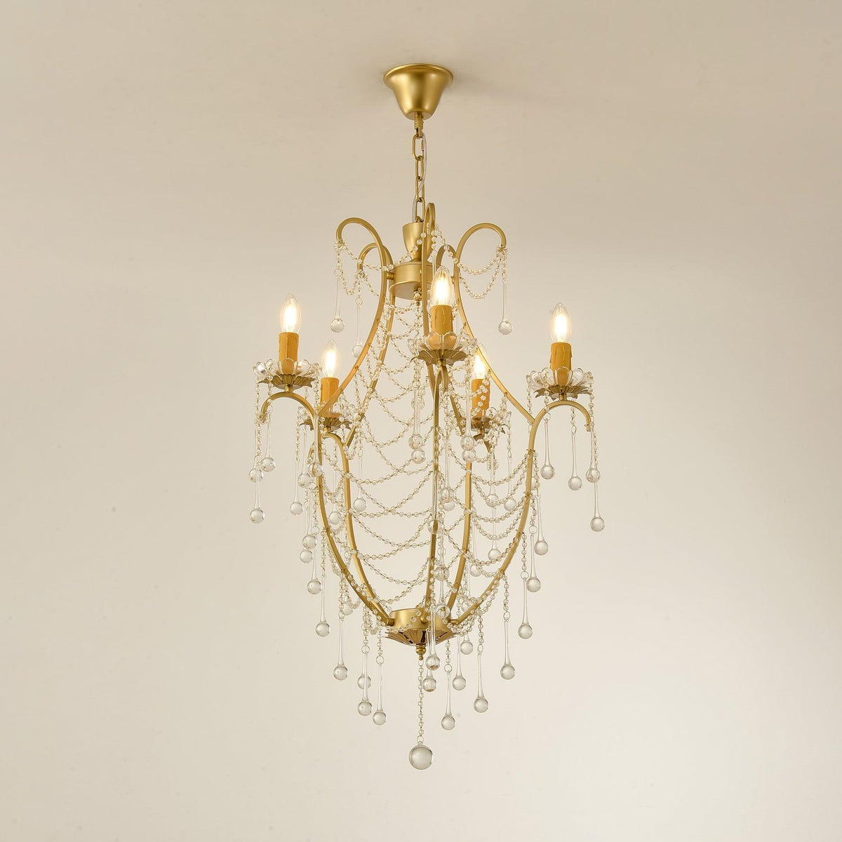 Lustra Chandelier Cage à Oiseaux avec Gouttes en Verre - Neutralighting