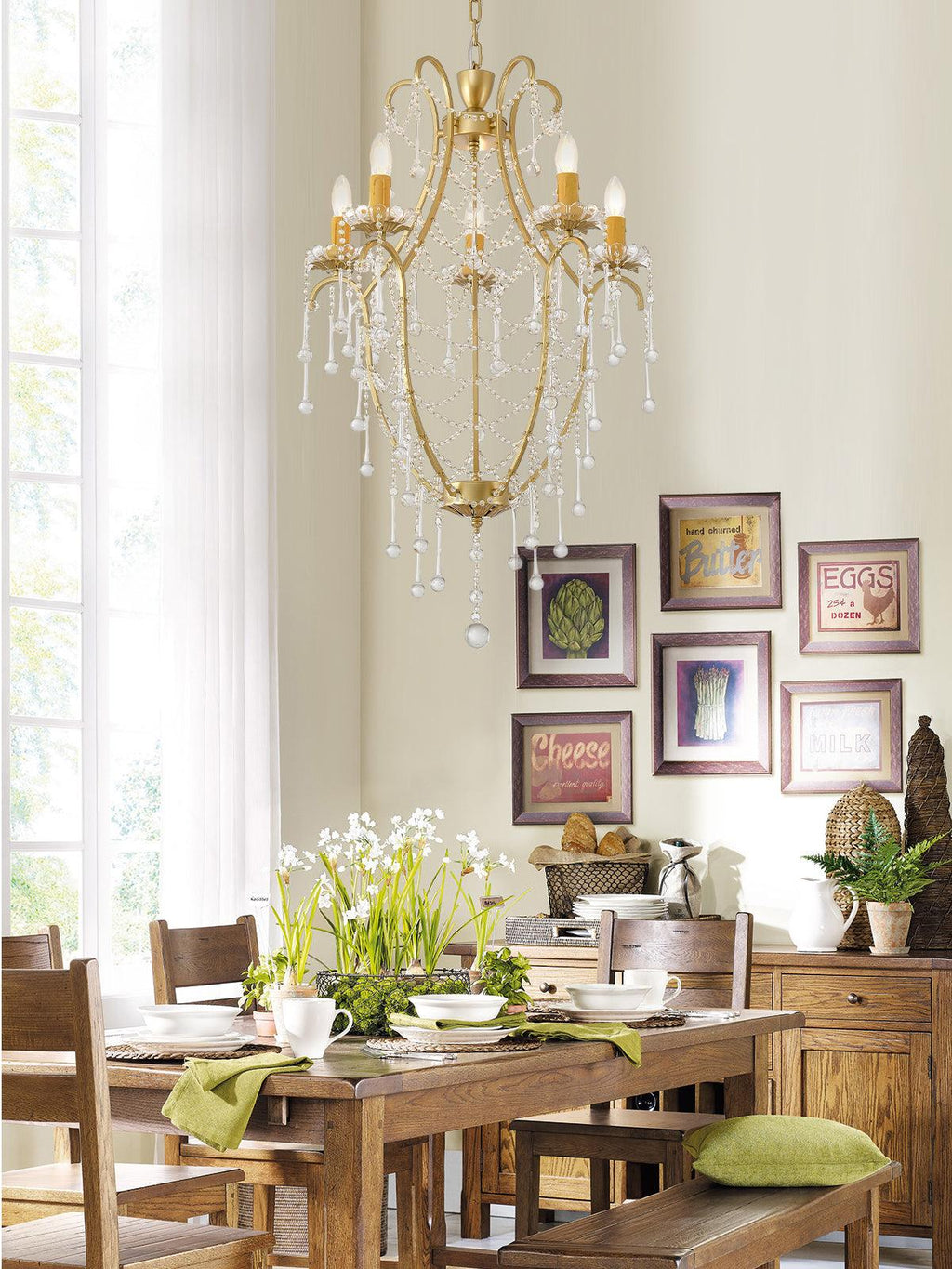 Lustra Chandelier Cage à Oiseaux avec Gouttes en Verre - Neutralighting