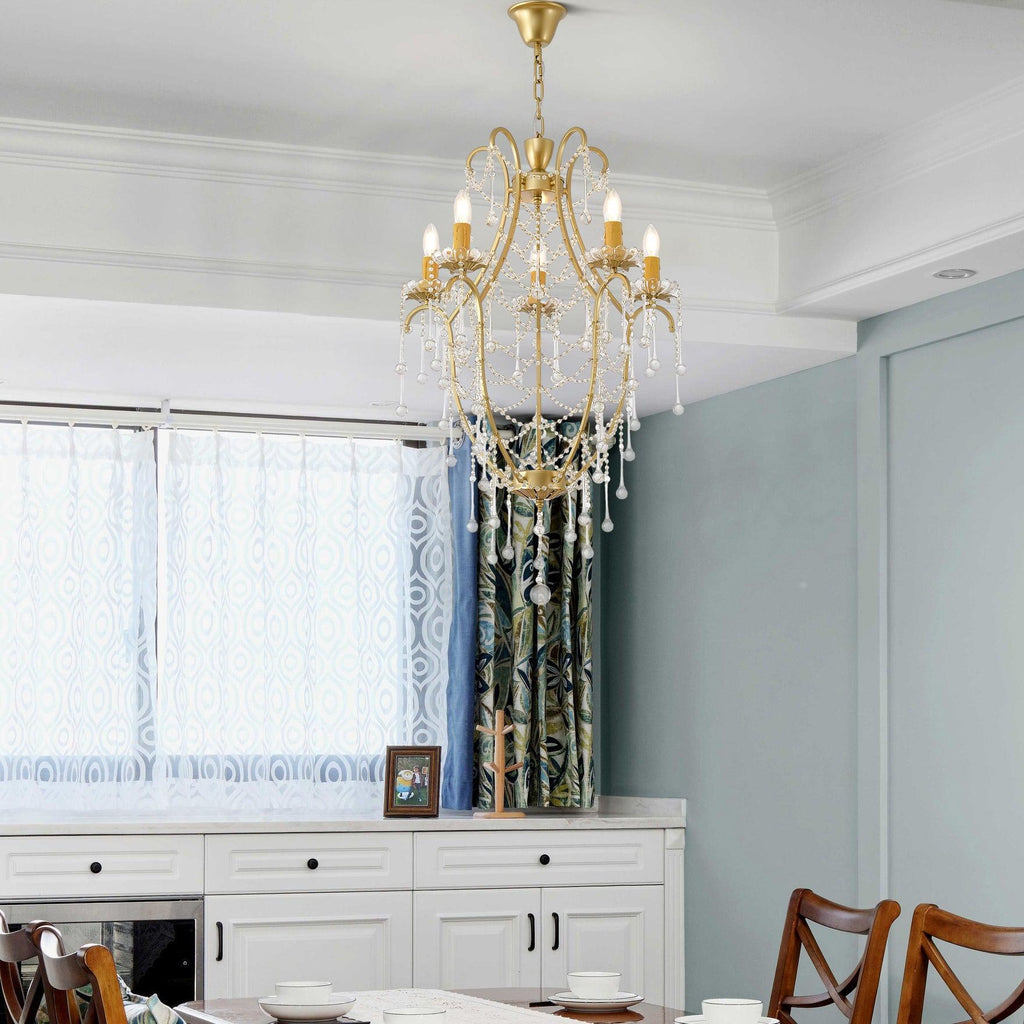 Lustra Chandelier Cage à Oiseaux avec Gouttes en Verre - Neutralighting