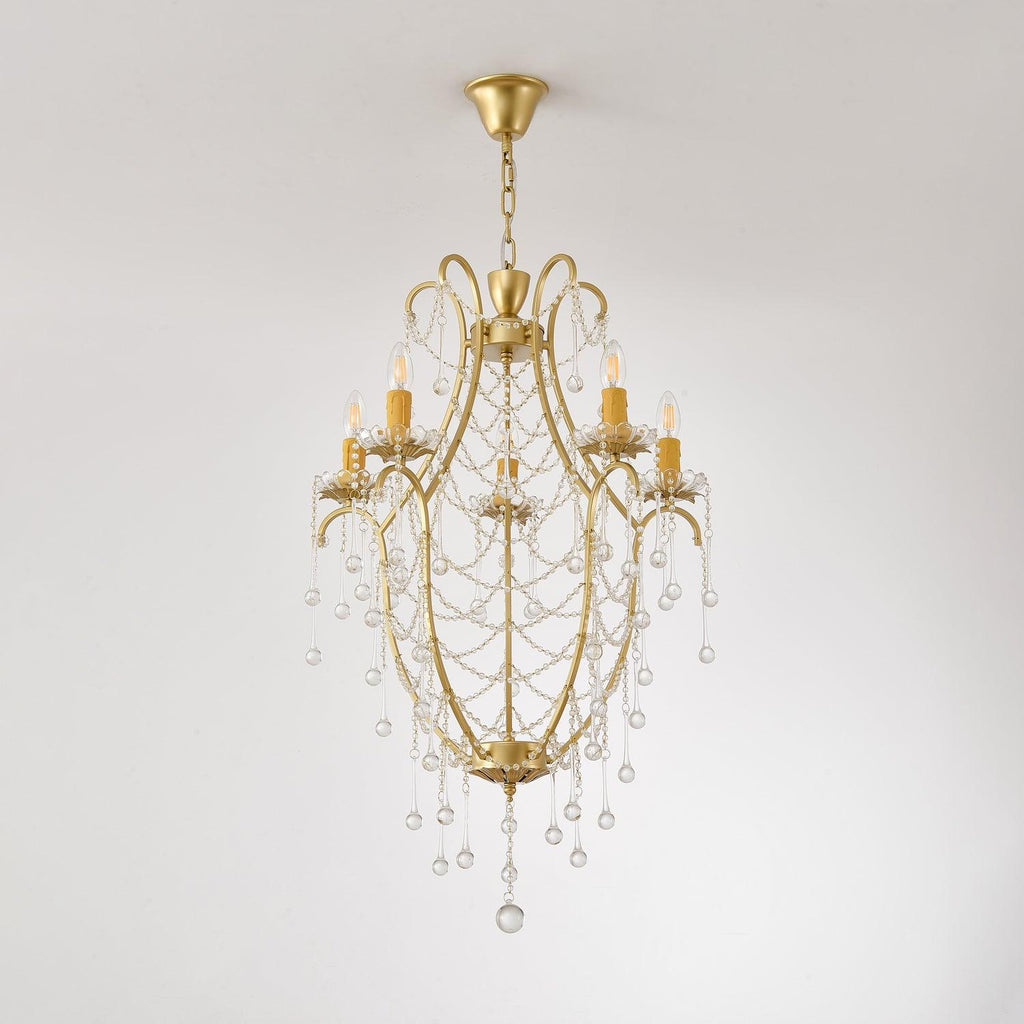 Lustra Chandelier Cage à Oiseaux avec Gouttes en Verre - Neutralighting