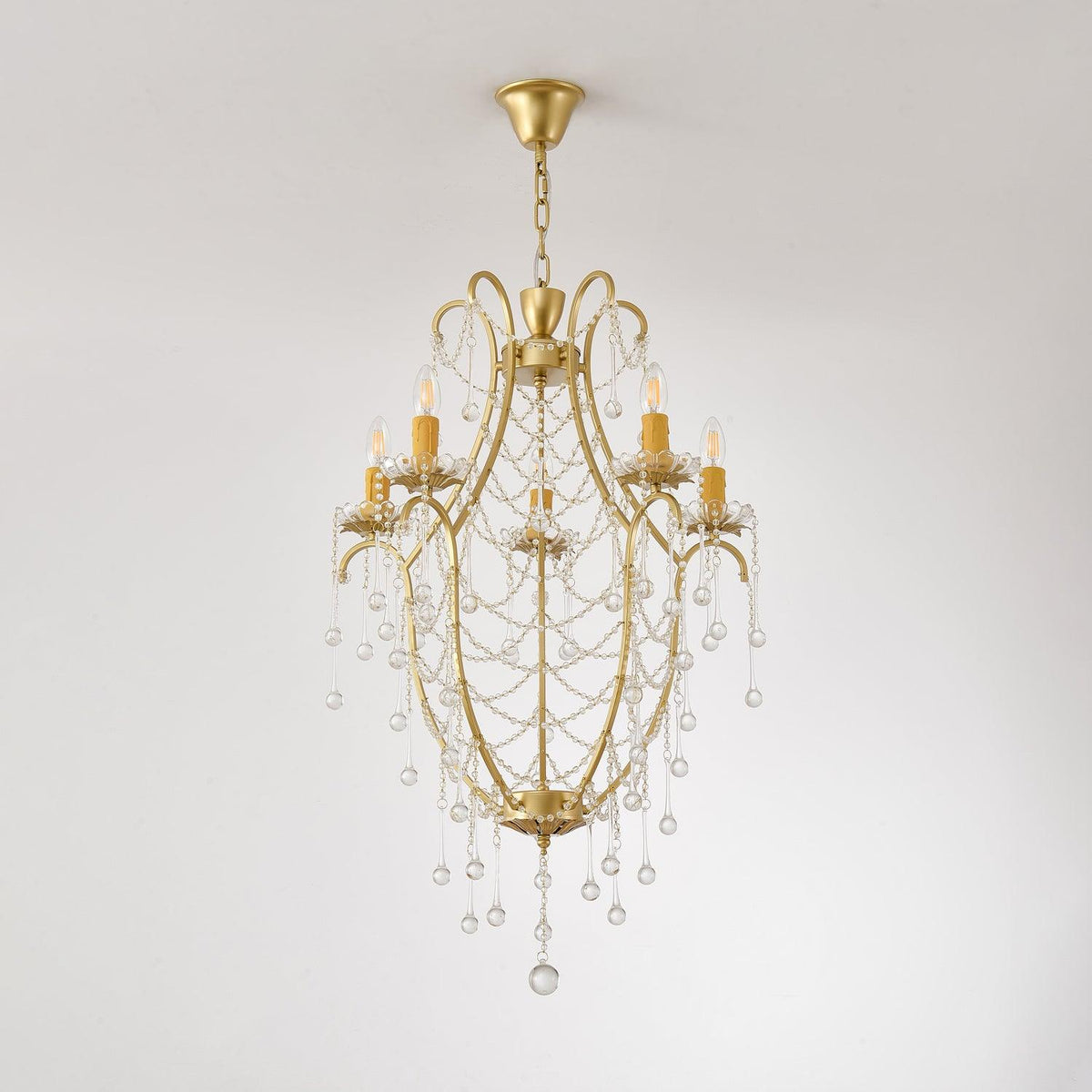 Lustra Chandelier Cage à Oiseaux avec Gouttes en Verre - Neutralighting