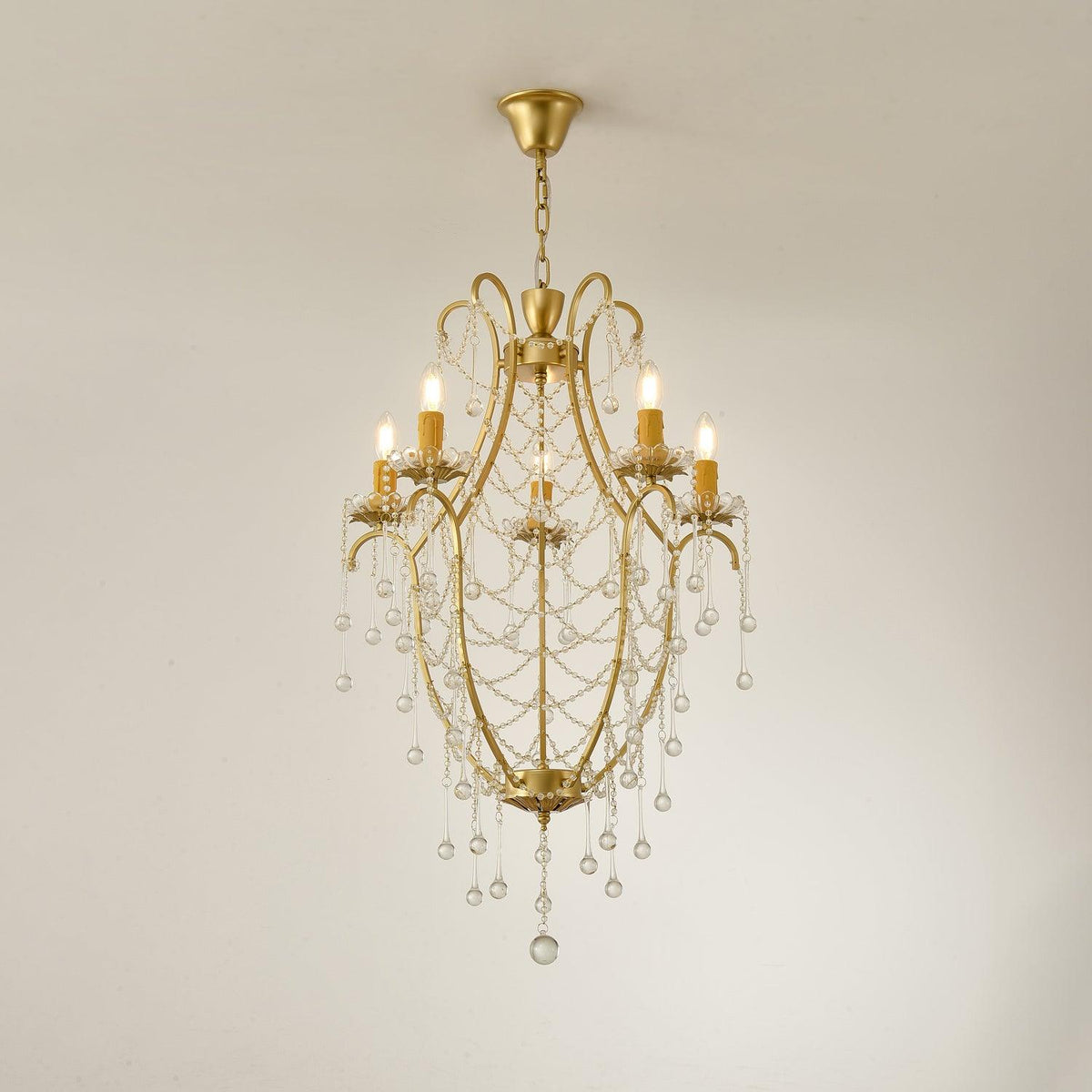 Lustra Chandelier Cage à Oiseaux avec Gouttes en Verre - Neutralighting