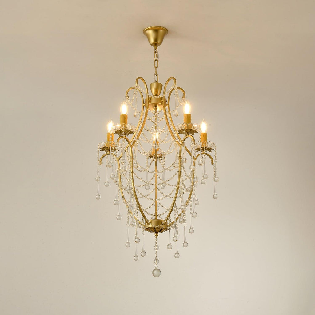 Lustra Chandelier Cage à Oiseaux avec Gouttes en Verre - Neutralighting