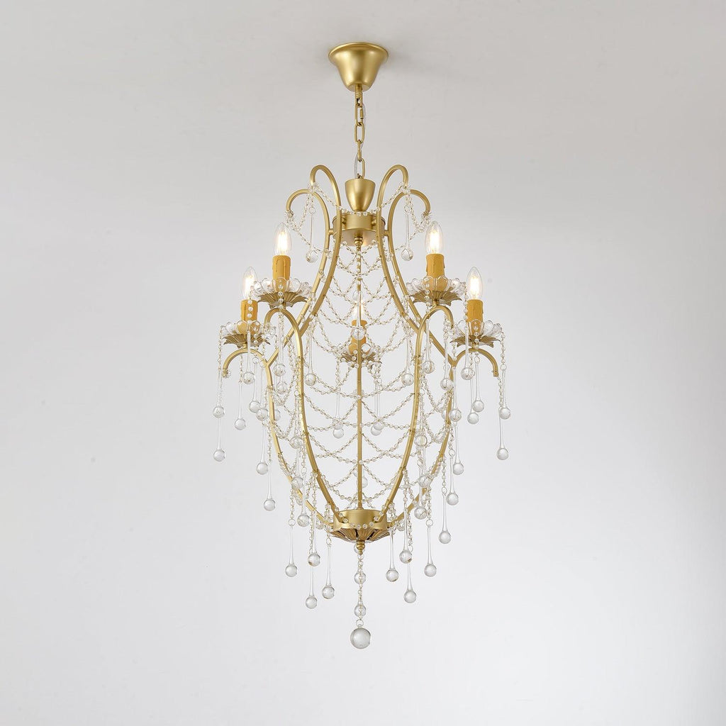Lustra Chandelier Cage à Oiseaux avec Gouttes en Verre - Neutralighting