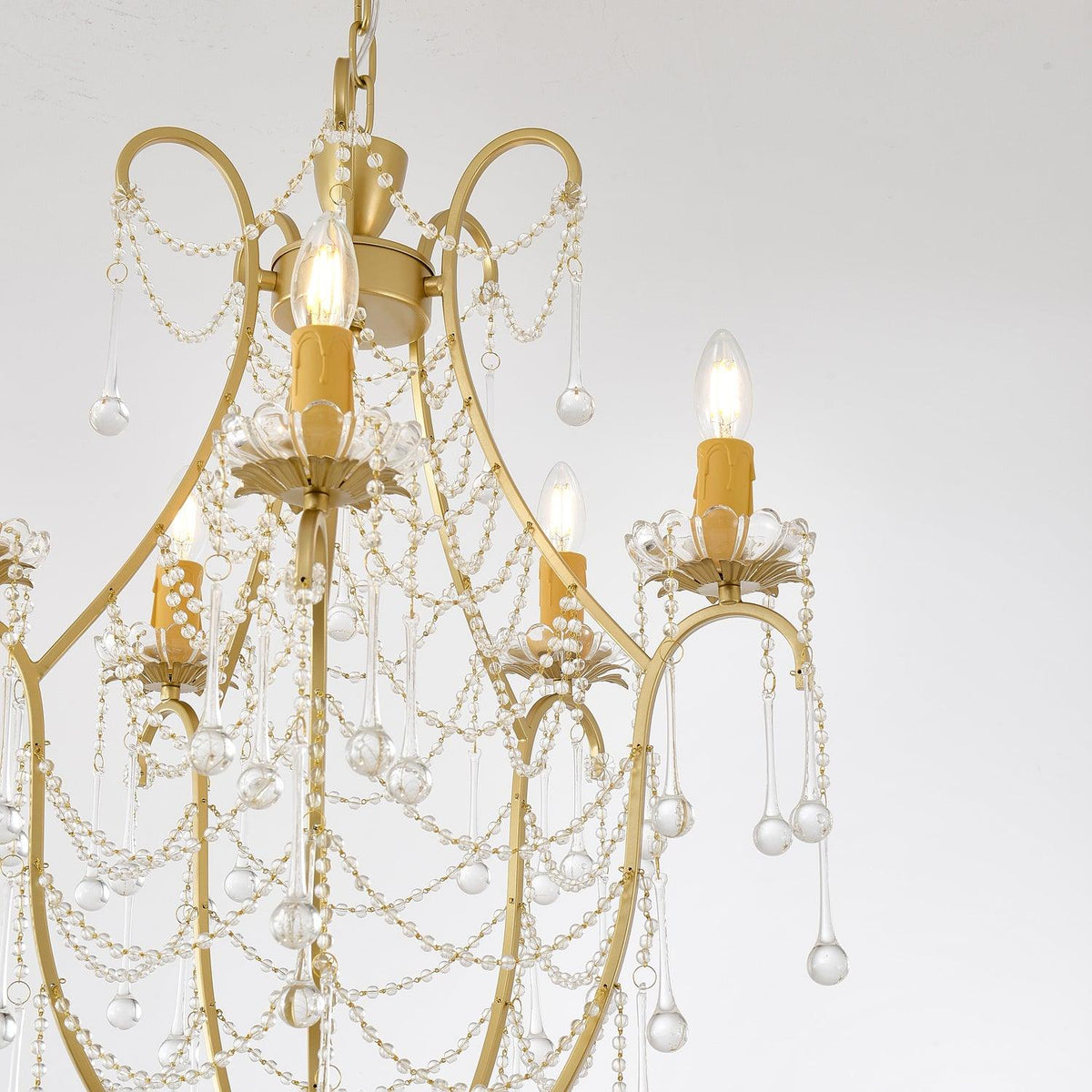 Lustra Chandelier Cage à Oiseaux avec Gouttes en Verre - Neutralighting