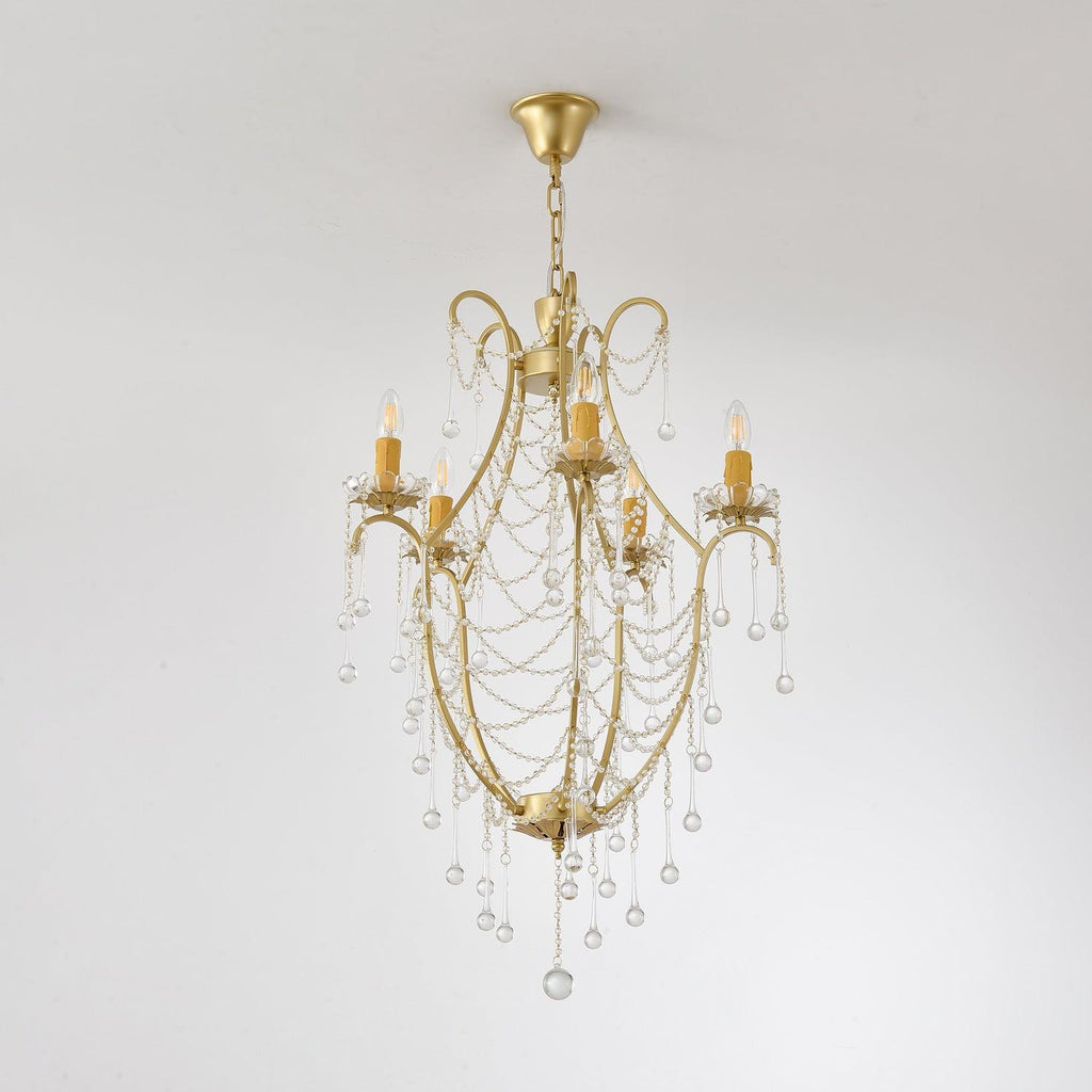 Lustra Chandelier Cage à Oiseaux avec Gouttes en Verre - Neutralighting
