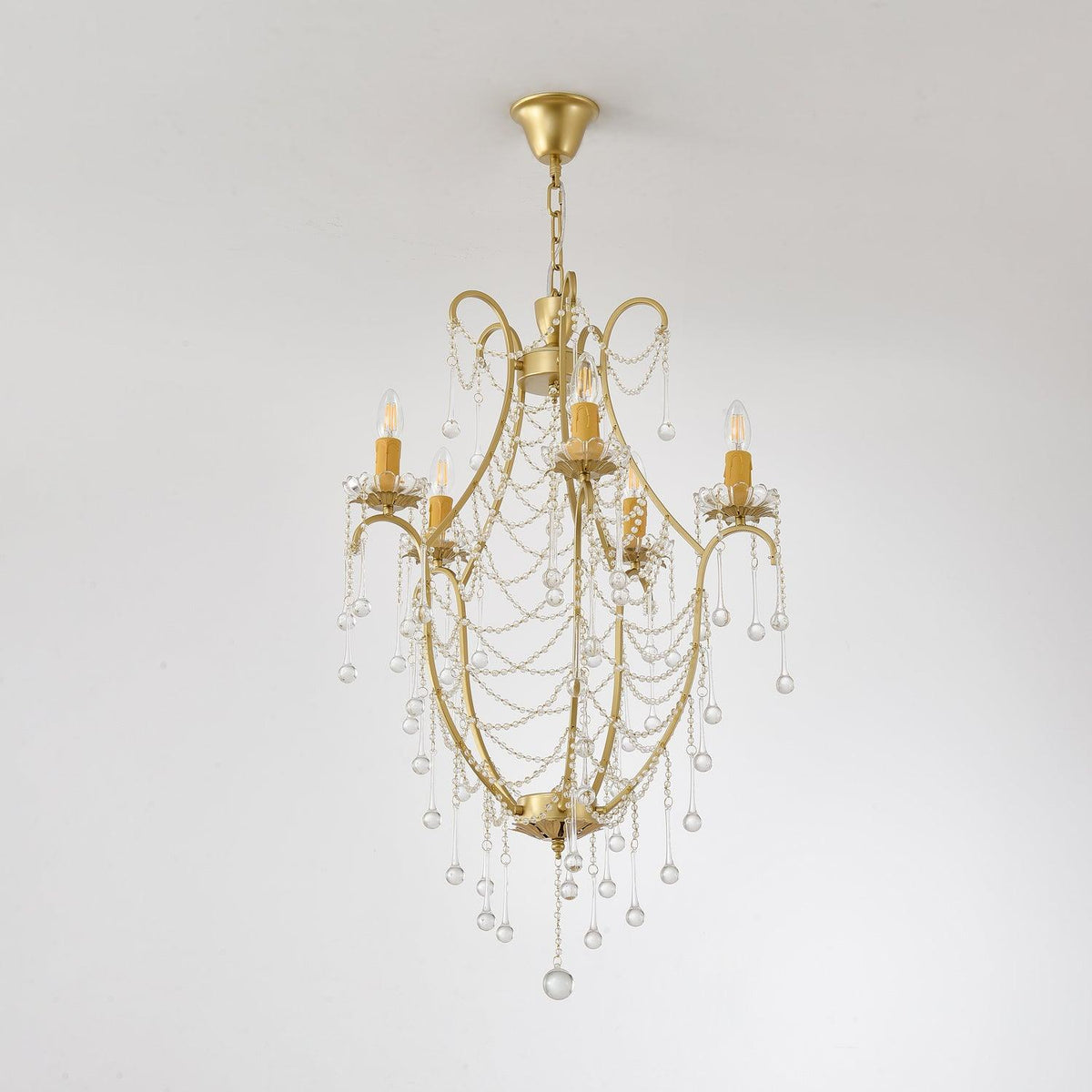 Lustra Chandelier Cage à Oiseaux avec Gouttes en Verre - Neutralighting