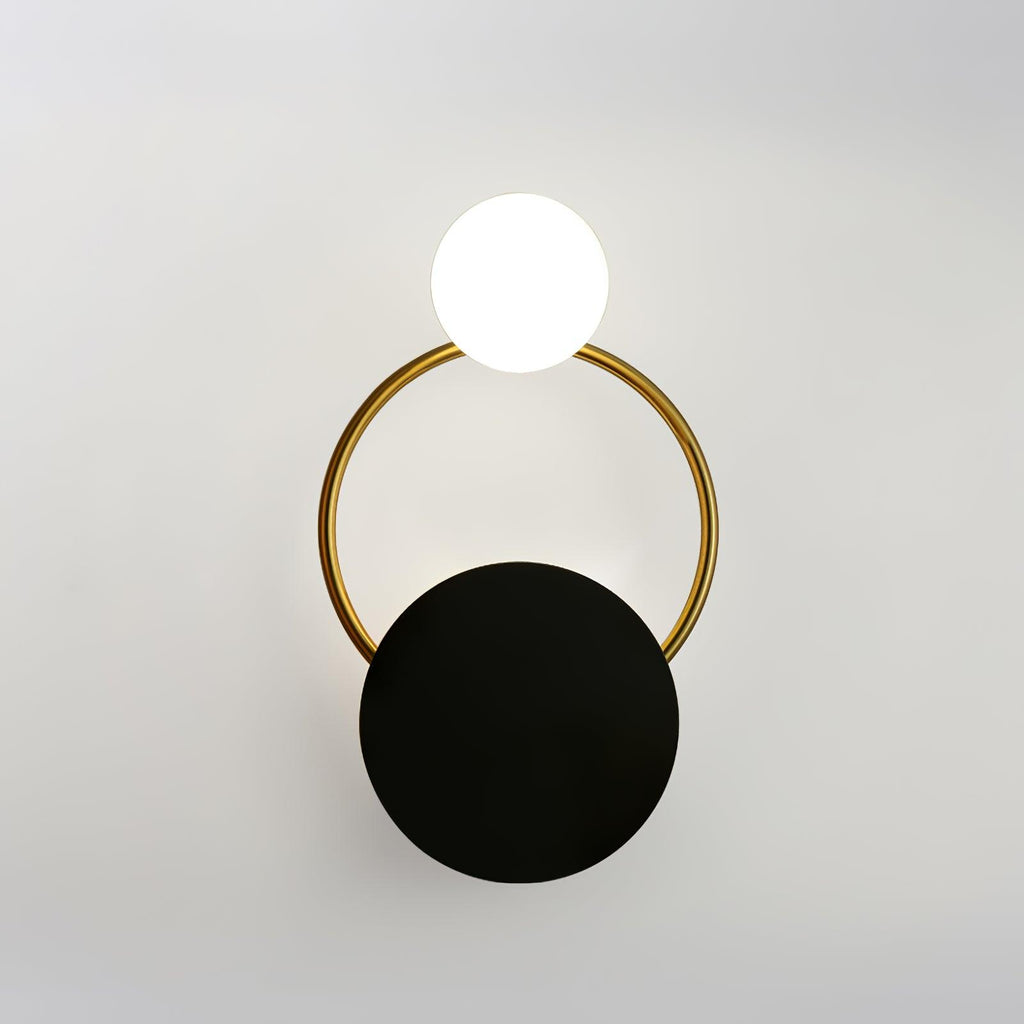 Arisha Applique Murale LED Moderne à Triple Anneau, Métal/Verre, Noir/Or, Chambre à Coucher - Neutralighting
