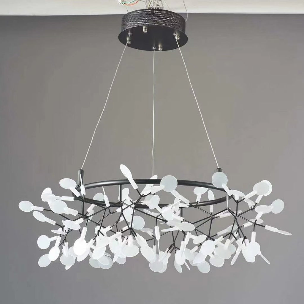 Lustra Chandelier Noir Anneau Branche Luciole - Neutralighting