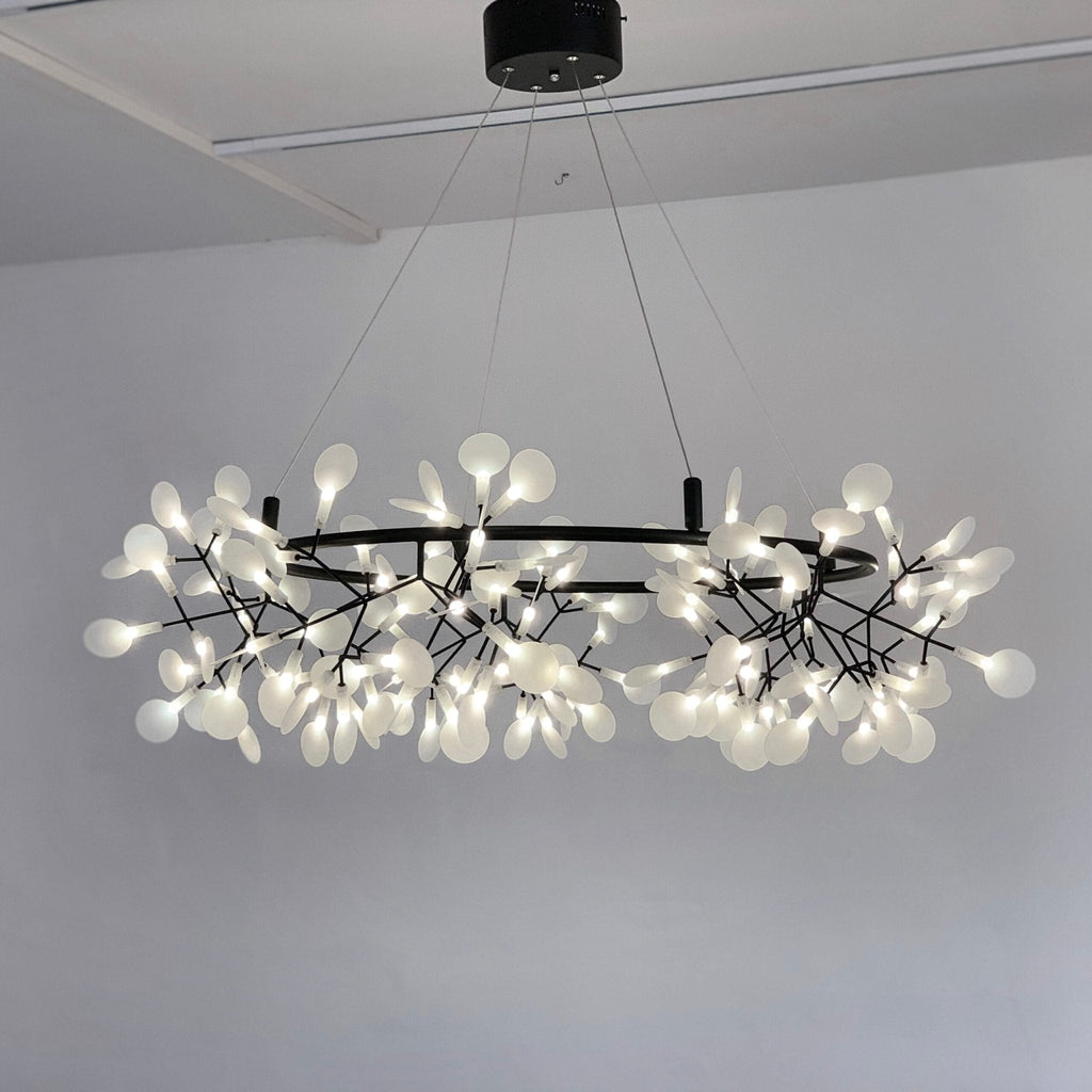Lustra Chandelier Noir Anneau Branche Luciole - Neutralighting