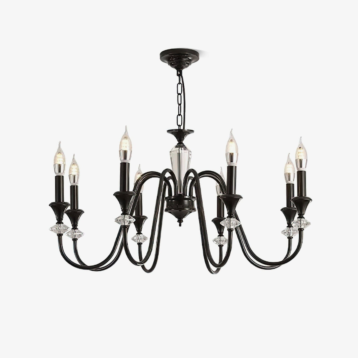 Lustra Chandelier Noir & Cristal Candelabre - Neutralighting