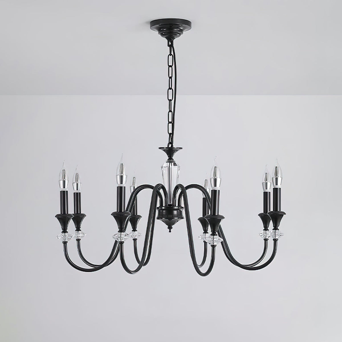 Lustra Chandelier Noir & Cristal Candelabre - Neutralighting