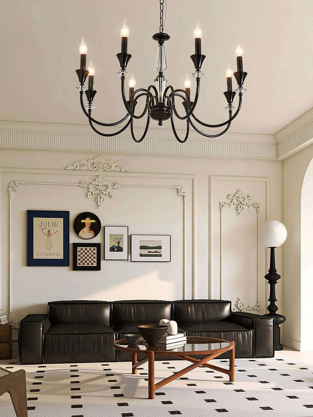 Lustra Chandelier Noir & Cristal Candelabre - Neutralighting
